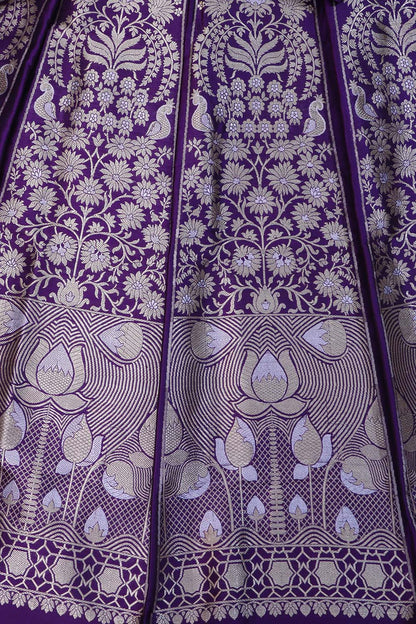 Opulent Purple Banarasi Pure Katan Silk Lehenga Set - Luxurion World