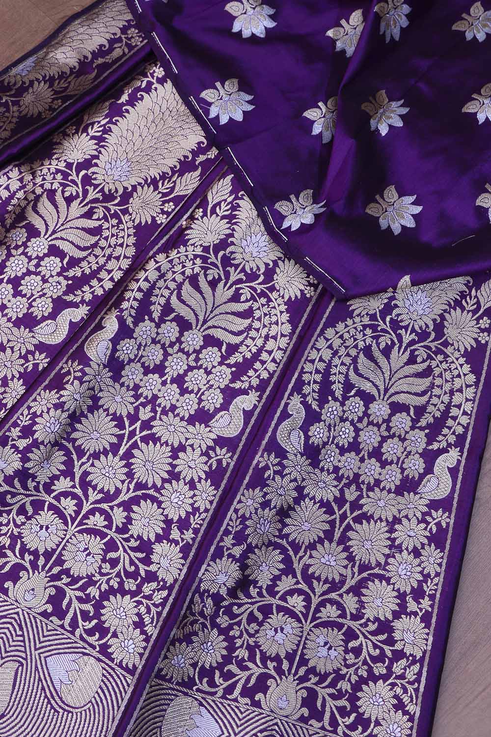 Opulent Purple Banarasi Pure Katan Silk Lehenga Set - Luxurion World