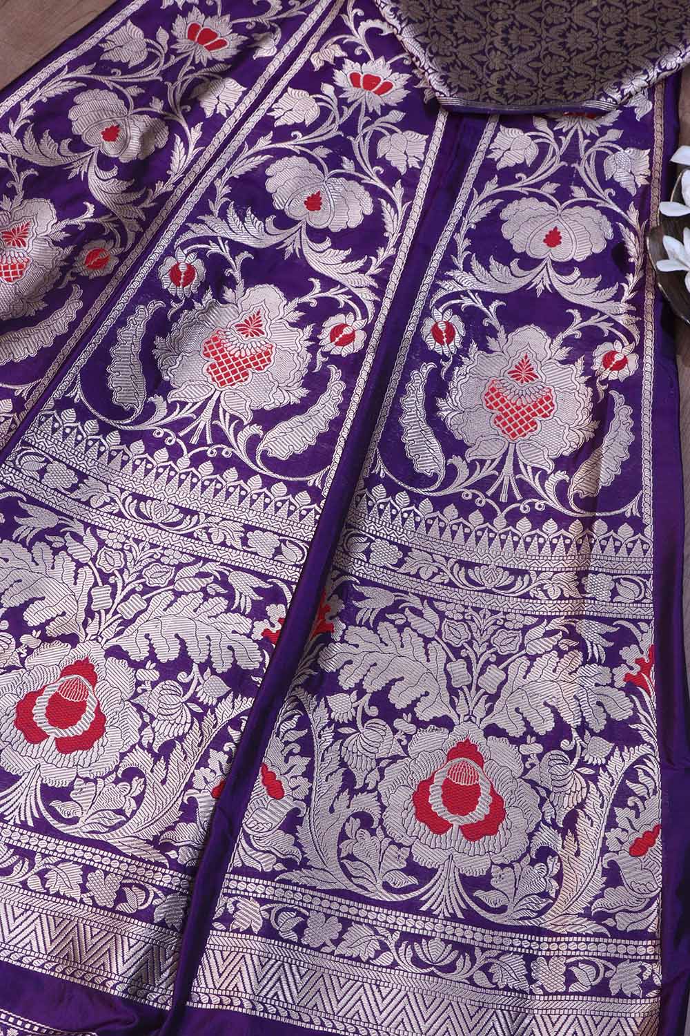 Opulent Purple Banarasi Pure Katan Silk Lehenga Set - Luxurion World