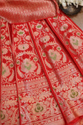 Red Banarasi Silk Lehenga Set: Exquisite Elegance - Luxurion World