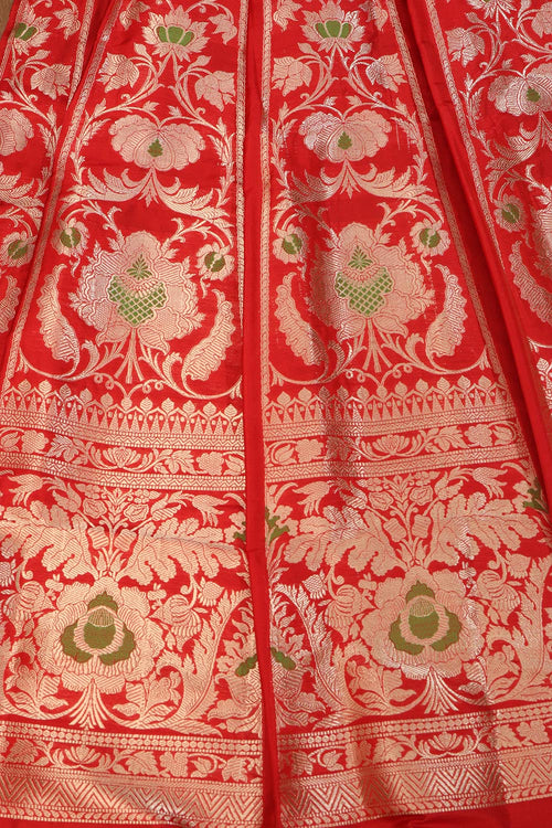 Red Banarasi Silk Lehenga Set: Exquisite Elegance - Luxurion World