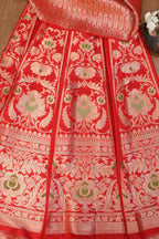 Red Banarasi Silk Lehenga Set: Exquisite Elegance - Luxurion World