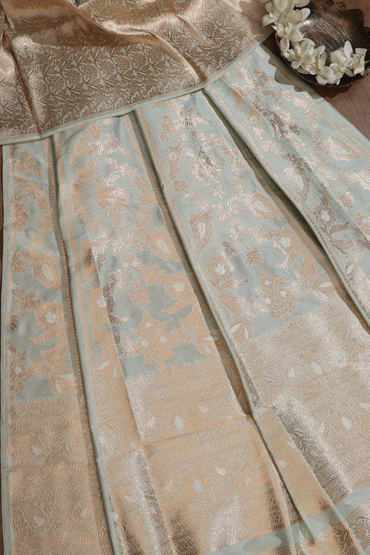 Pastel Banarasi Silk Lehenga Set - Exquisite Elegance