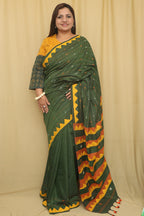 Green Hand Applique Work Cotton Saree - Luxurion World