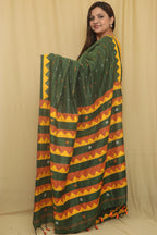 Green Hand Applique Work Cotton Saree - Luxurion World