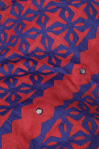 Red Hand Applique Work Linen Cotton Saree - Luxurion World