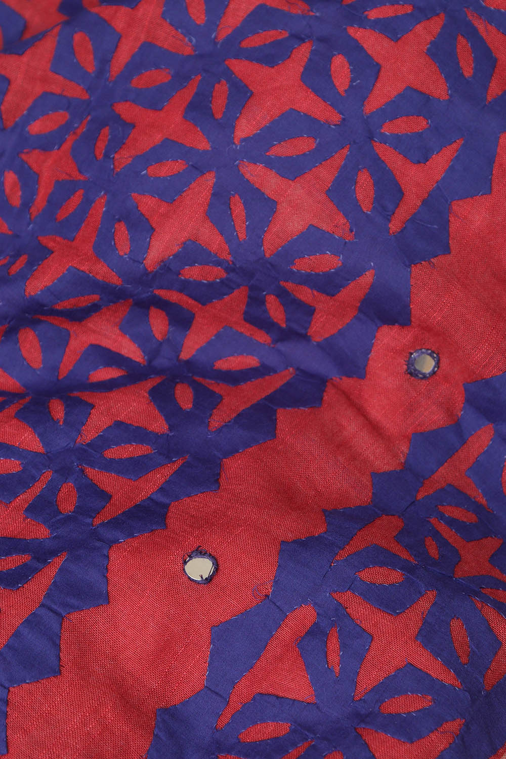Red Hand Applique Work Linen Cotton Saree - Luxurion World
