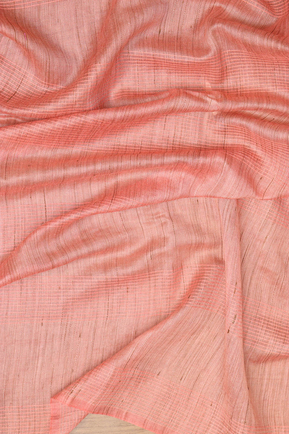 Peach Hand Applique Work Tussar Cotton Saree - Luxurion World