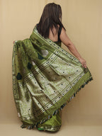 Green Handloom Assami Pat Silk Saree - Luxurion World