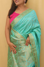 Green Handloom Assami Pat Silk Saree - Luxurion World