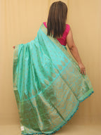 Green Handloom Assami Pat Silk Saree - Luxurion World