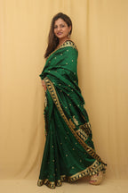 Green Handloom Assami Pat Silk Saree - Luxurion World