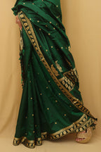 Green Handloom Assami Pat Silk Saree - Luxurion World
