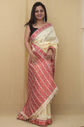 Cream Handloom Assami Pat Silk Saree - Luxurion World