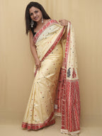Cream Handloom Assami Pat Silk Saree - Luxurion World