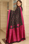 Elegant Black And Pink Handloom Assami Pat Silk Saree - Luxurion World