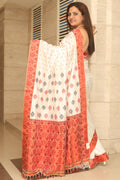 Elegant Off White Handloom Assami Pat Silk Saree - Luxurion World