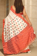 Elegant Off White Handloom Assami Pat Silk Saree - Luxurion World