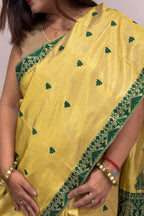 Pastel Handloom Assamese Pat Mulberry Tussar Silk Saree
