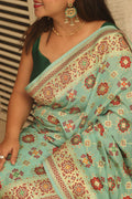 Blue Handloom Banarasi Pure Georgette Patola Design Meenakari Saree - Luxurion World