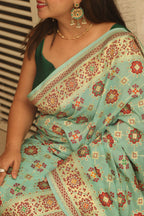 Blue Handloom Banarasi Pure Georgette Patola Design Meenakari Saree - Luxurion World