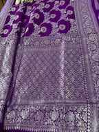 Elegant Purple Banarasi Handloom Pure Georgette Jaal Design Saree - Luxurion World