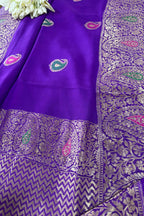 Elegant Purple Banarasi Handloom Pure Georgette Kadwa Meenakari Saree - Luxurion World