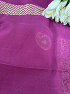 Elegant Maroon Banarasi Handloom Pure Georgette Kadwa Meenakari Paisley Design Saree - Luxurion World