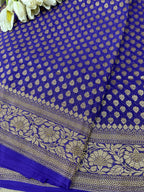 Blue Banarasi Handloom Pure Georgette Resham Zari Saree - Luxurion World