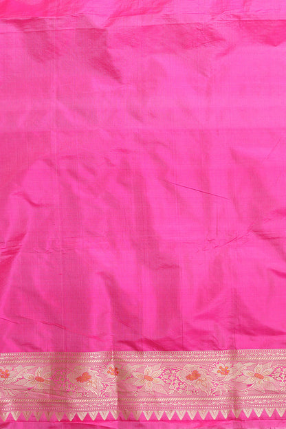 Exquisite Pink Banarasi Handloom Pure Katan Silk Rangkat Saree - Luxurion World