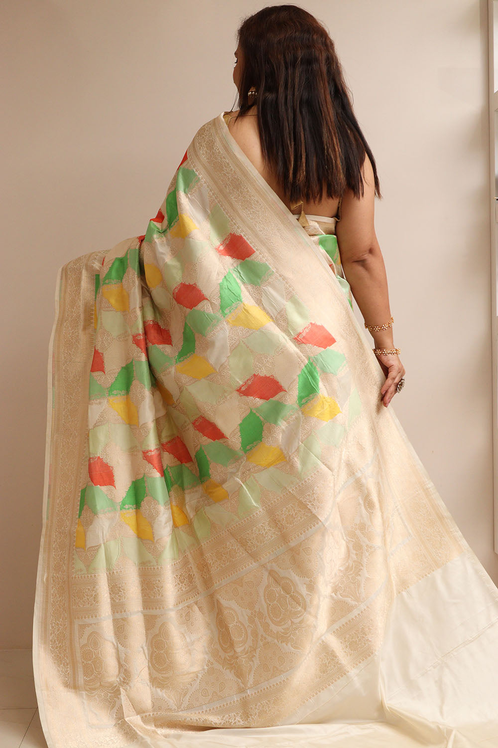 Exquisite Multicolor Banarasi Handloom Pure Katan Silk Rangkat Saree - Luxurion World