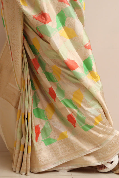 Exquisite Multicolor Banarasi Handloom Pure Katan Silk Rangkat Saree - Luxurion World