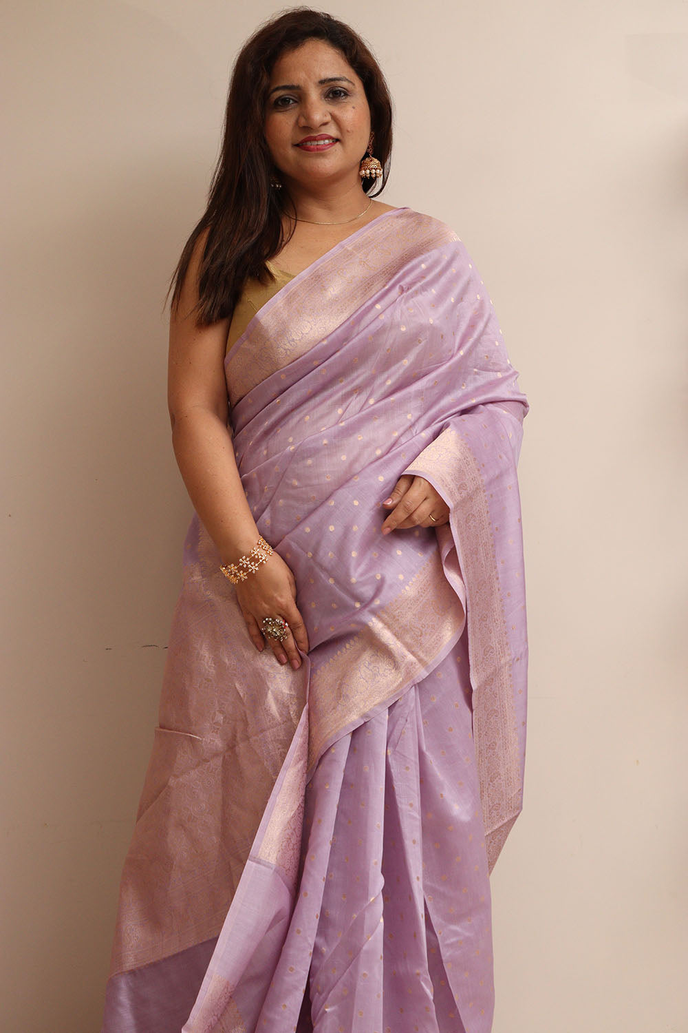 Exquisite Purple Handloom Banarasi Pure Chanderi Cotton Saree - Luxurion World