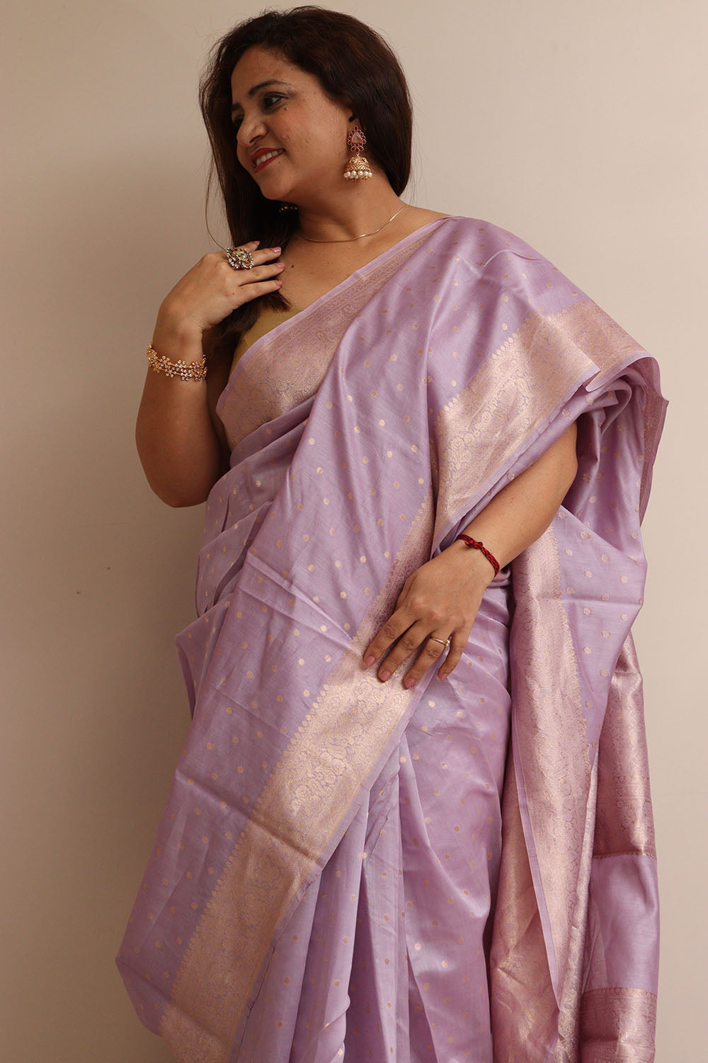Exquisite Purple Handloom Banarasi Pure Chanderi Cotton Saree - Luxurion World