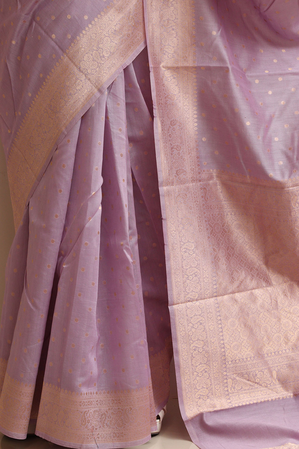 Exquisite Purple Handloom Banarasi Pure Chanderi Cotton Saree - Luxurion World