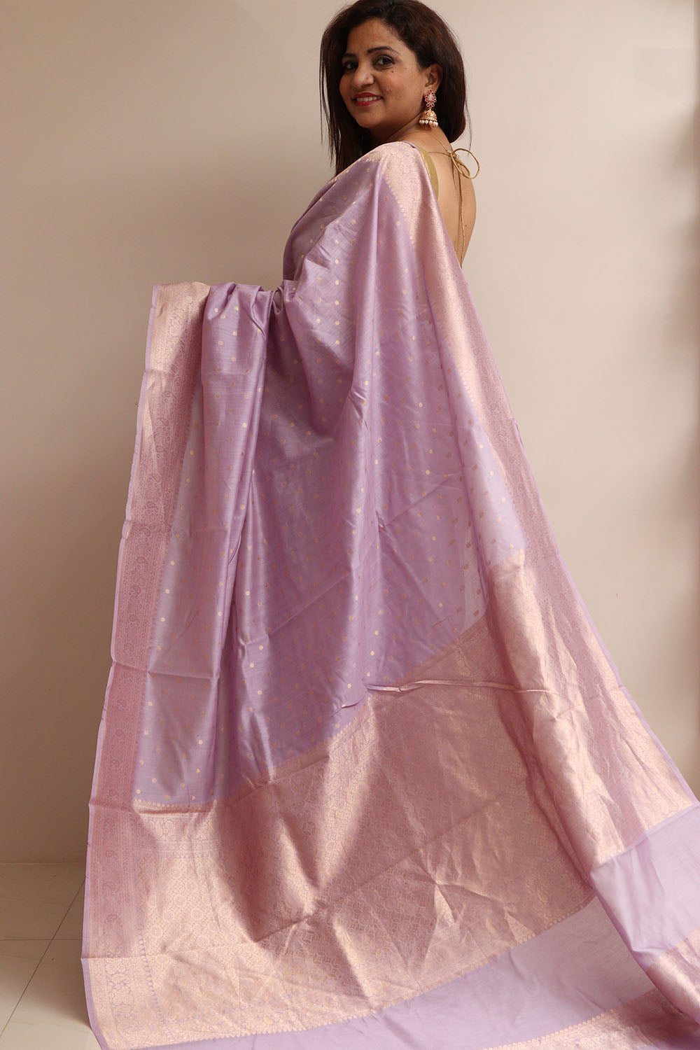 Exquisite Purple Handloom Banarasi Pure Chanderi Cotton Saree - Luxurion World