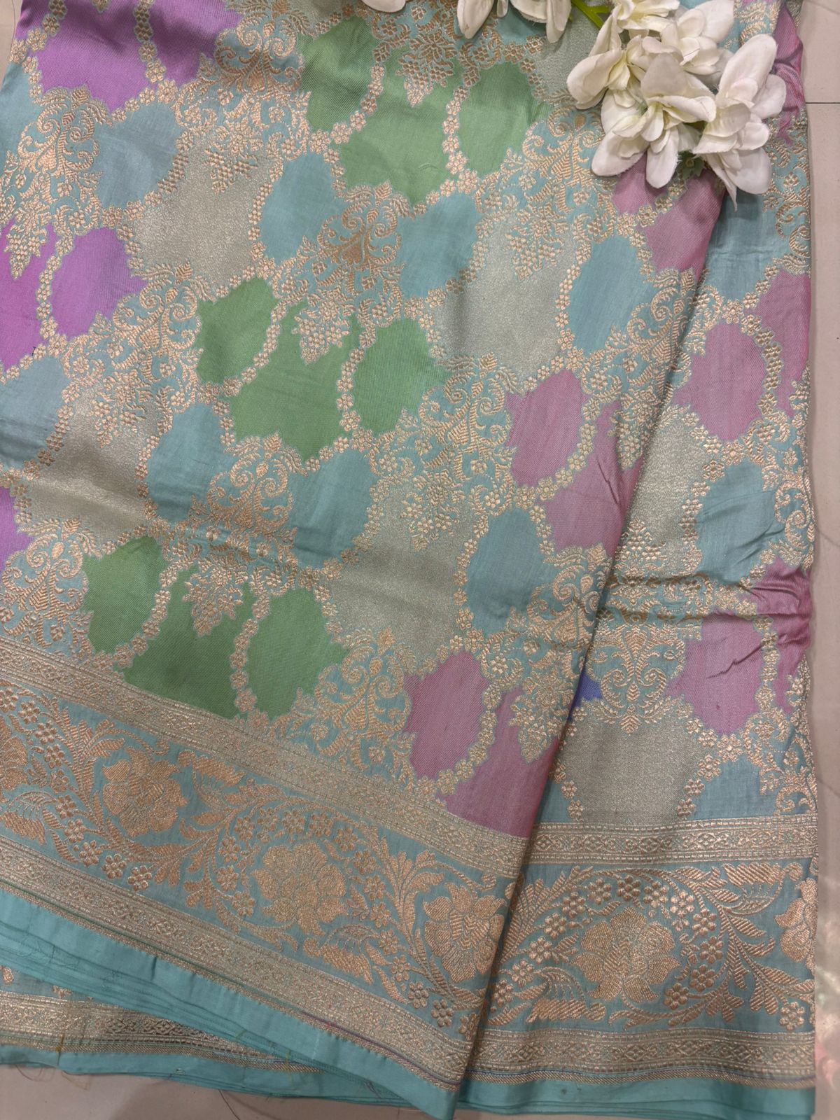 PS1B1MI626042401 Blue Handloom Banarasi Pure Katan Silk Saree - Luxurion World