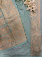 PS1B1MI626042401 Blue Handloom Banarasi Pure Katan Silk Saree - Luxurion World