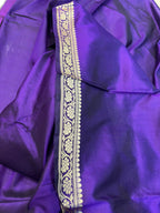 Purple Handloom Banarasi Pure Katan Silk Flower Design Saree - Luxurion World