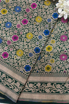 PS1B1MI626042402 Green Handloom Banarasi Pure Katan Silk Saree - Luxurion World