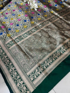 PS1B1MI626042402 Green Handloom Banarasi Pure Katan Silk Saree - Luxurion World