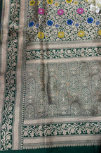 PS1B1MI626042402 Green Handloom Banarasi Pure Katan Silk Saree - Luxurion World