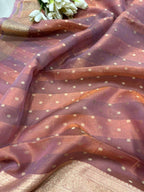 Multicolor Handloom Banarasi Pure Tissue Silk Rangkat Saree - Luxurion World