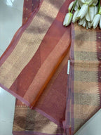 Multicolor Handloom Banarasi Pure Tissue Silk Rangkat Saree - Luxurion World