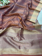 Multicolor Handloom Banarasi Pure Tissue Silk Rangkat Saree - Luxurion World