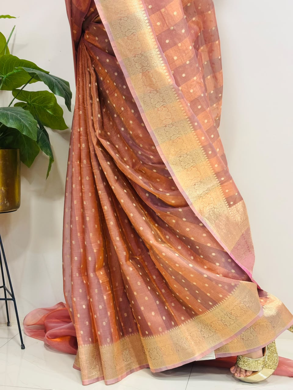 Multicolor Handloom Banarasi Pure Tissue Silk Rangkat Saree