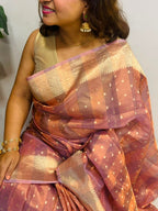 Multicolor Handloom Banarasi Pure Tissue Silk Rangkat Saree