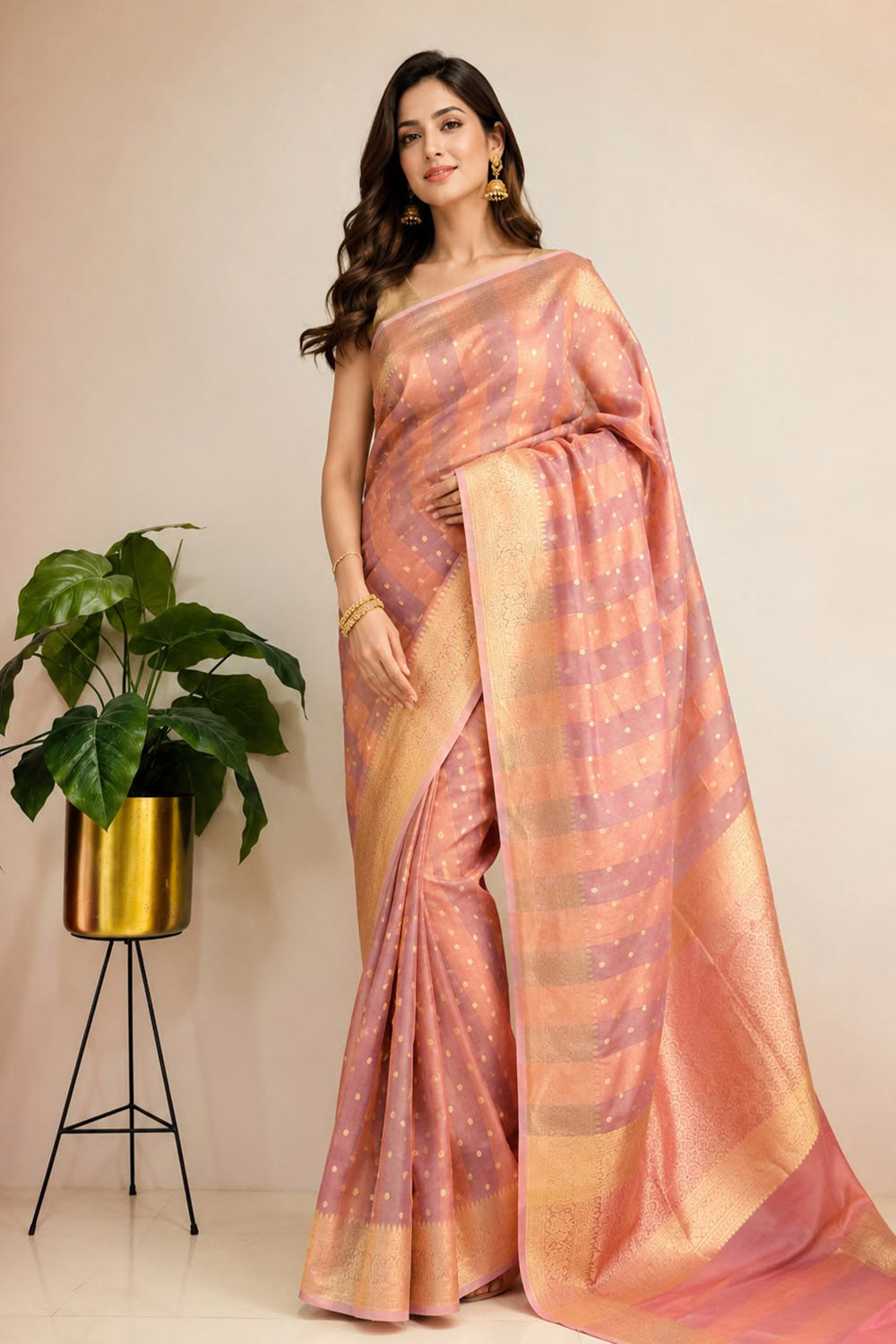 Multicolor Handloom Banarasi Pure Tissue Silk Rangkat Saree