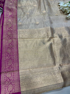Golden Handloom Banarasi Pure Tissue Silk Booti Design Saree - Luxurion World