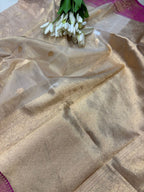 Golden Handloom Banarasi Pure Tissue Silk Booti Design Saree - Luxurion World